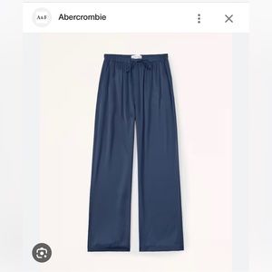 Abercrombie & Fitch Women's Satin Pull-On Wide Leg Pant, NAVY